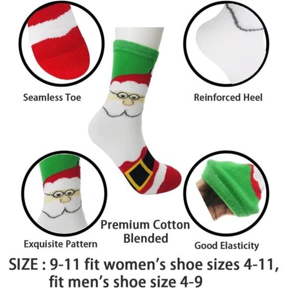 15 Pairs Women's Christmas Socks Gifts for Girls Funny Novelty Colorful‎ Socks - Picture 3 of 7